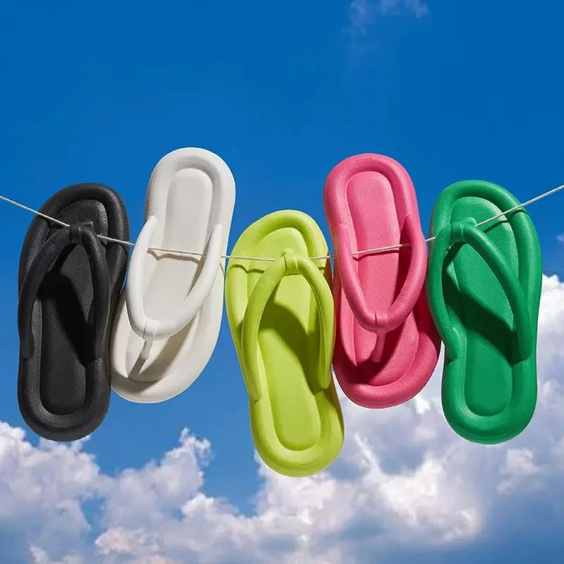 Summer Beach Flip Flops Women Soft Sole Cloud Slippers Woman Candy Color Casual Non Slip Outdoor Slides Flat Sandals Women Shoes